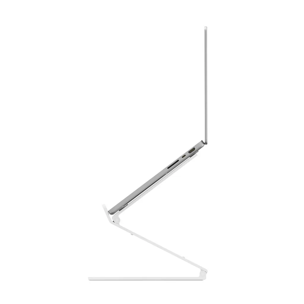 Twelve South Curve Flex MacBook-stativ i mattvitt, justerbar höjd och vinkel, kompakt och bärbar design
