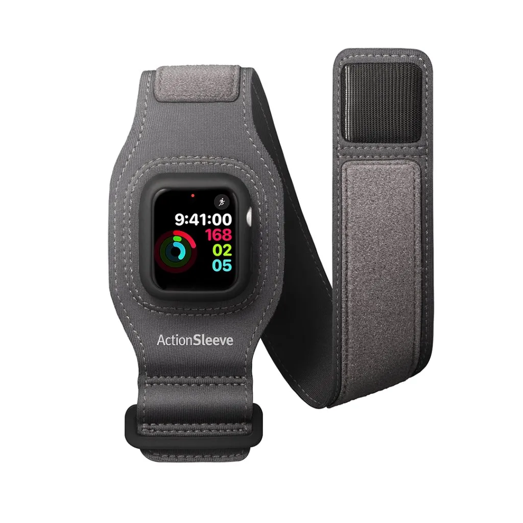 Twelve South ActionSleeve för Apple Watch 41mm, ett innovativt armband för effektiv träningsuppföljning och skydd.