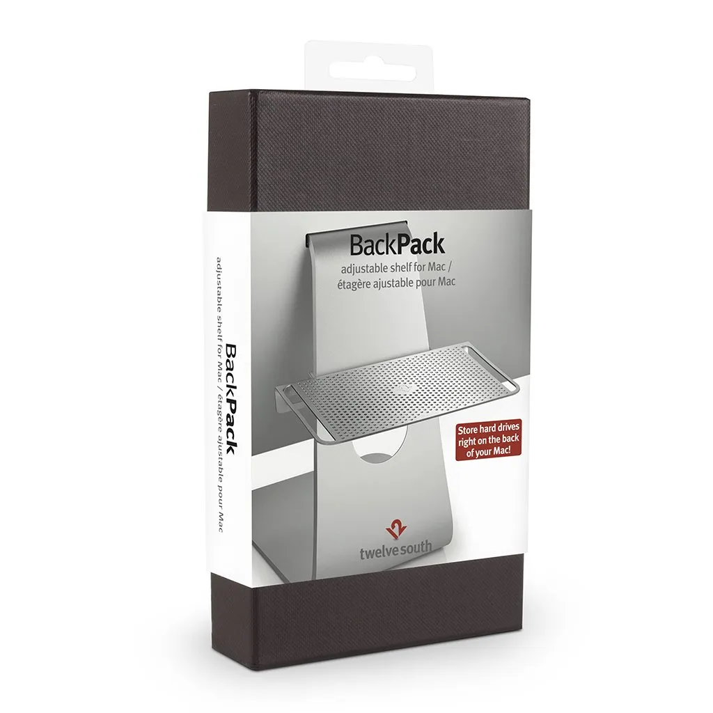 Black Twelve South BackPack 3 hyllor för iMac, perfekt för att organisera hårddiskar, USB-minnen och visitkort