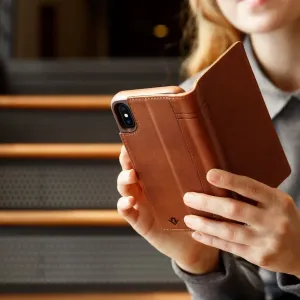 Twelve South Journal -nahkainen foliokotelo iPhone XR:lle, korttipaikoilla ja taitettavalla jalustalla