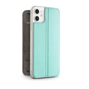 Twelve South SurfacePad mintgrönt plånboksfodral i läder för iPhone 11 med kortfack och utfällbart stativ