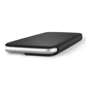 Twelve South SurfacePad mustast nahast folioümbris iPhone 7/8/SE(2) jaoks, näidatud käed-vabad alusena
