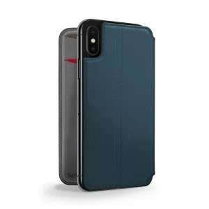 Twelve South iPhone XS Max -lompakkokotelo sinisestä nahasta, ommeltu yksityiskohta, korttipaikka ja kamera-aukko