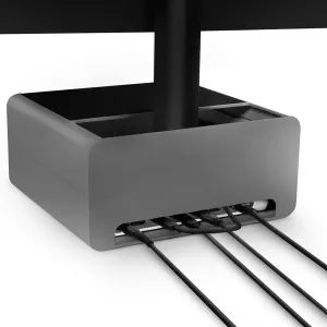 Soporte Twelve South HiRise Pro para iMac en gris pizarra con compartimento de almacenamiento oculto y abertura para cables