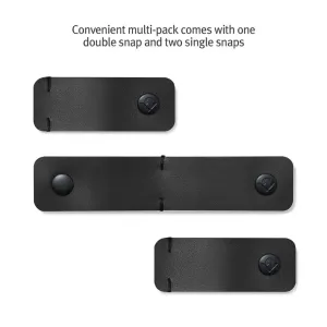 Twelve South CableSnap Stay kolmeosaline mustast nahast kaablihoidikute komplekt trukkidega korras kaablihalduseks