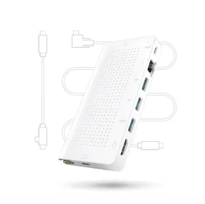Twelve South StayGo hvit USB-C-hub med USB-A-, HDMI- og Ethernet-porter til MacBook-tilkobling