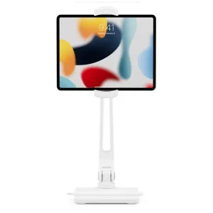 Twelve South HoverBar Duo Snap weißer, verstellbarer Tablet-Ständer mit montiertem iPad und beschwertem Standfuß