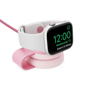 Twelve South butterFly SE kompakti langaton laturi vaaleanpunaisena, Apple Watch telineessä