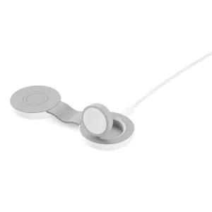 Twelve South Butterfly™ SE taitettava langaton 2-in-1-laturi valkoisena ja viileänharmaana, punotulla kaapelilla