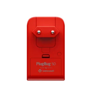 Twelve South PlugBug 50W USB-C-laturi punaisena, taitettavalla pistokkeella ja PlugBug 50 -etutarralla