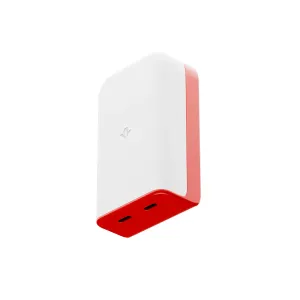 Twelve South PlugBug 50 W USB-C-laturi valkoisena ja punaisena, Apple Find My -tuella ja kahdella USB-C-portilla