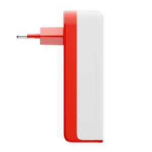 Twelve South PlugBug 120W USB-C-seinälaturi valko-punaisena, jossa on kompakti suorakulmainen runko ja pistokkeen piikki.