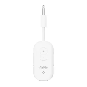 Twelve South AirFly Pro 2 Deluxe valkoinen langaton äänilähetin 3,5 mm:n liittimellä ja äänenvoimakkuuspainikkeilla