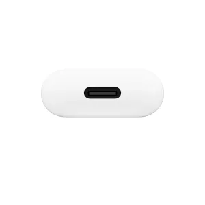 Twelve South AirFly Pro 2 Deluxe -langaton äänilähetin valkoisena, kuvassa USB-C-latausportti näkyvissä.