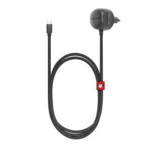 Twelve South PowerCord punottu USB-C-latauskaapeli integroidulla EU-seinäpistokkeella, väri Slate/musta