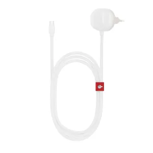 Twelve South PowerCord USB-C-laturi 3 m punotulla kaapelilla, valkoinen, kuvassa integroidulla seinäpistokkeella