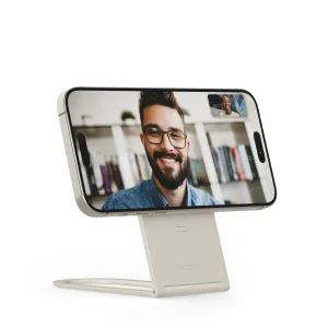 Twelve South Curve Nano -magneettinen puhelinteline pitää älypuhelimen vaakatilassa videopuheluita varten.