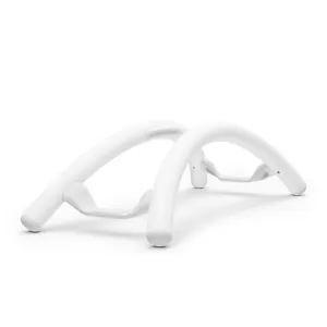 Twelve South BookArc Flex vertical laptop stand in white, showing the curved cradle pieces
