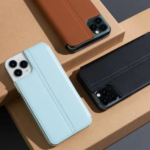 Twelve South iPhone 11 Pro wallet cases in blue, brown and black with stitched folio covers and camera cutouts