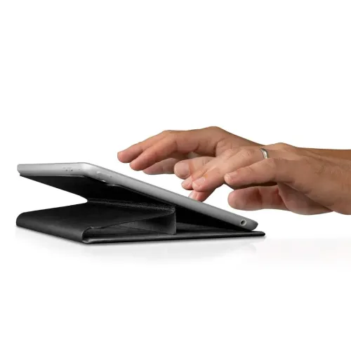Twelve South SurfacePad-läderfodral för iPad mini 5, vikt till ett ställ medan händer justerar det