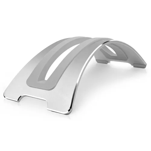 Twelve South BookArc vertikal MacBook-holder i sølv med buet design og silikoneindsatser