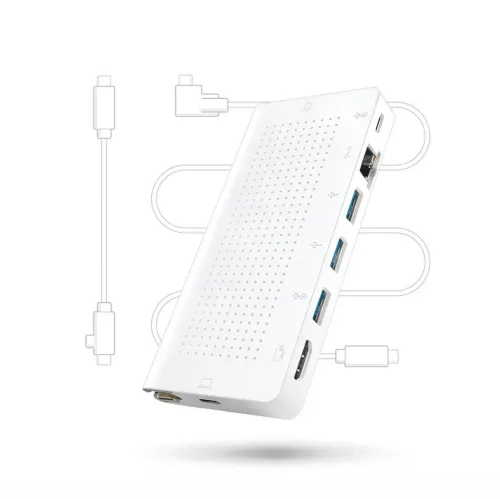 Twelve South StayGo vit USB-C-hubb med USB-A-, HDMI- och Ethernet-portar för anslutning till MacBook
