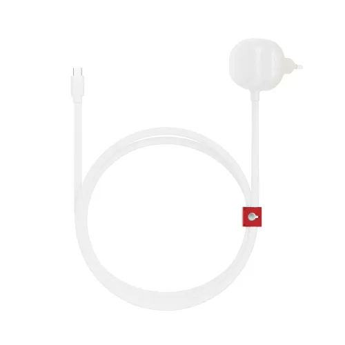 Twelve South PowerCord 1,2 m USB-C įkroviklis su integruotu ES kištuku, baltu laidu ir užapvalintu adapteriu