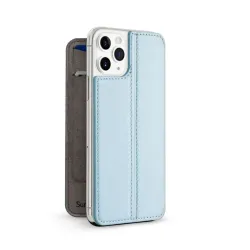 Twelve South SurfacePad för iPhone 11 Pro i Slate Blue med kortfack, stativfunktion och kompatibilitet för trådlös laddning.