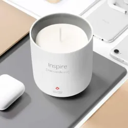 Stylish Twelve South Inspire Mac Candle No. 2 with Bergamot and Grapefruit aroma in apple-shaped ceramic for creative ambiance.