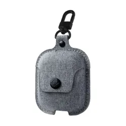 Light gray Twill AirSnap case protecting Apple AirPods with clip and charging cutout for easy access and security.